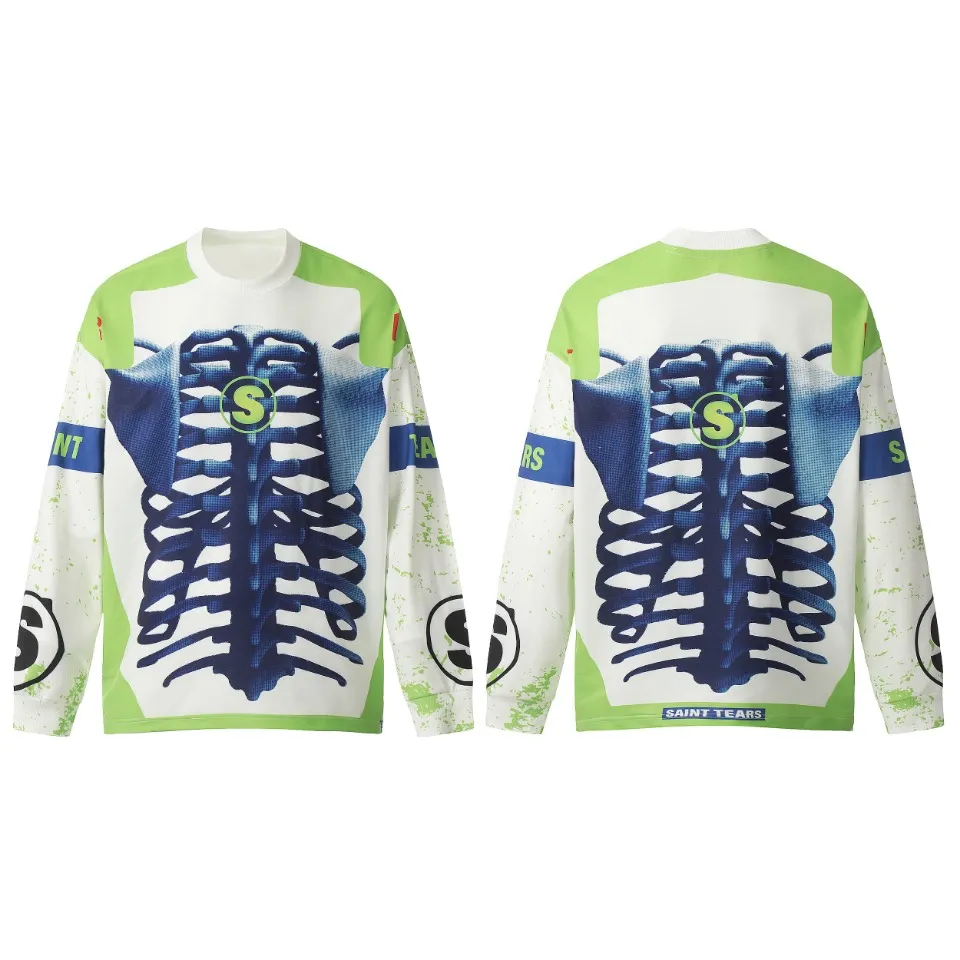 Saint michael tears all-over printed long-sleeved vintage autumn and winter T-shirt Style number: 115 Size: M L XL Wholesale price: 136 Color: Picture color